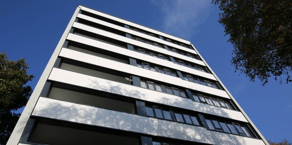 High rise building with anthracite grey PVCu windows