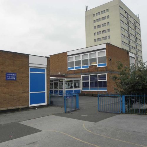 Chivenor Primary School entrance with new windows and doors