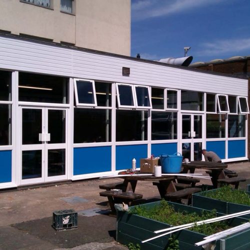 PVCu casement windows and automatic doors for Chivenor Primary School