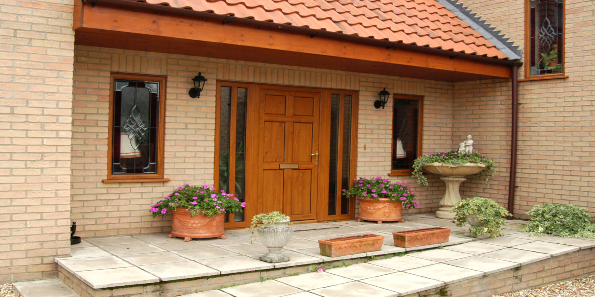 Wood grain effect uPVC residential front door