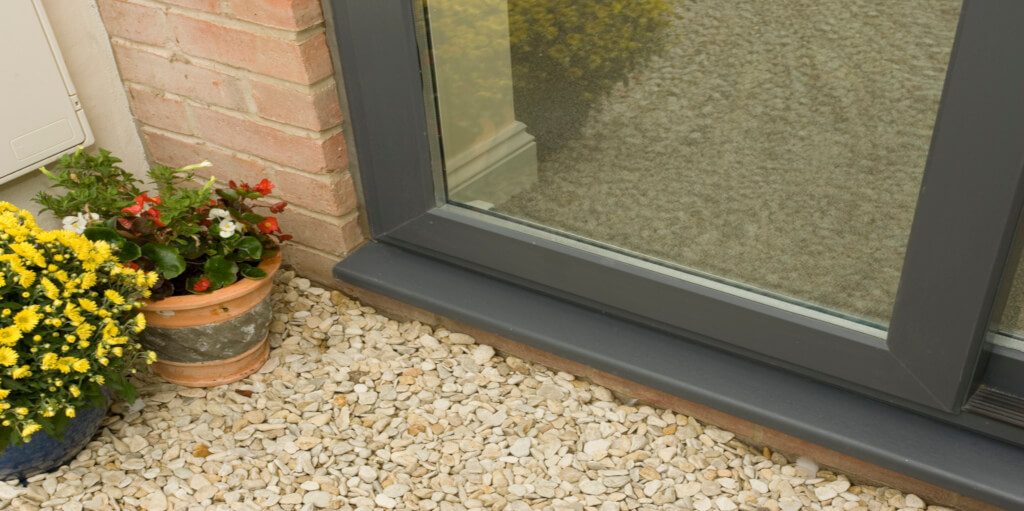 Grey uPVC sliding patio door