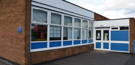 New white windows on a school building