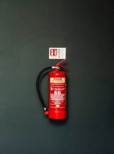 birdseye view of a fire extinguisher